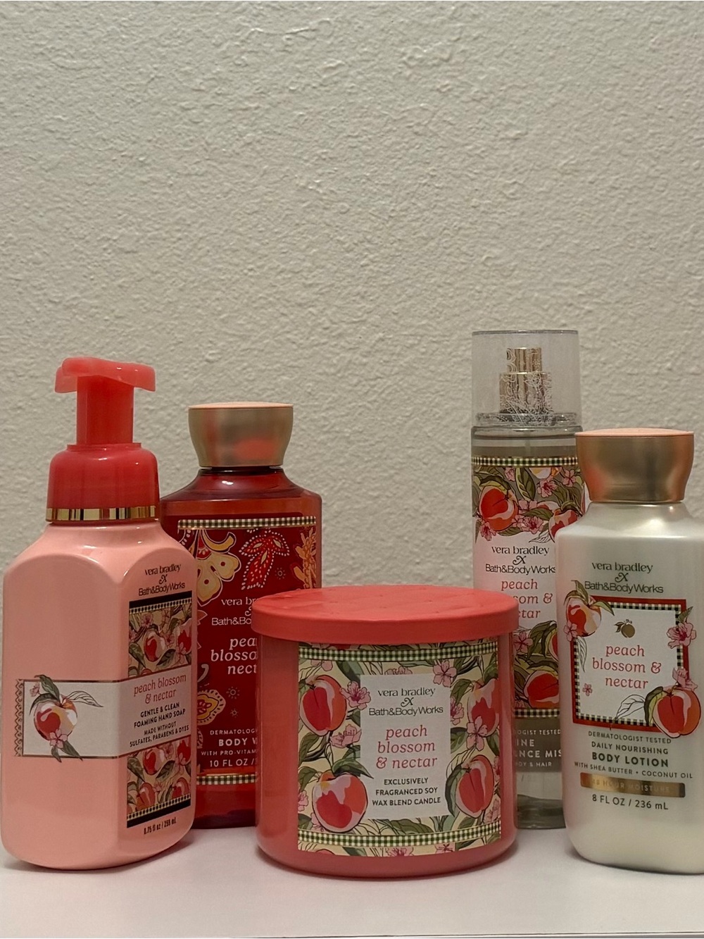 Bath & Body Works Vera Bradley Peach Blossom 5 PIECE SET
